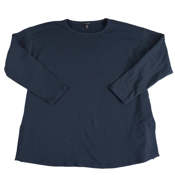 Eileen Fisher Tops - Eileen‎ Fisher Navy Long Sleeve Tee Womens XXS Organic Cotton Minimalist Top